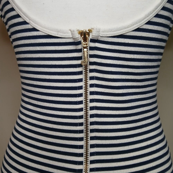 JUICY COUTURE Y2K Striped Fitted Blue & White Full Back Zipper Dress Size Small - Picture 4 of 8